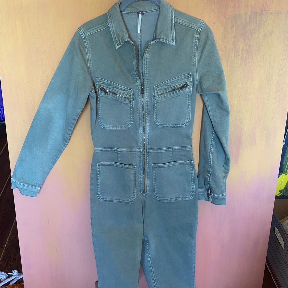 Free people boiler suit jumpsuit olive green